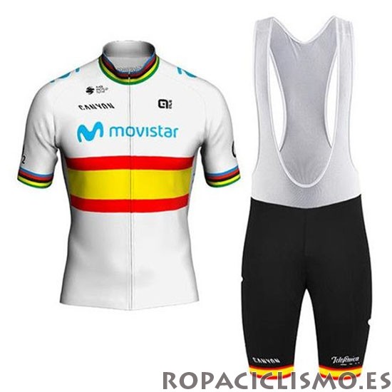 2020 Maillot Movistar Campeon Espana Tirantes Mangas Cortas